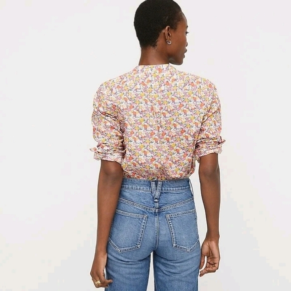 J. Crew Liberty Fabric Ruffle Front Button Up Long Sleeve Shirt Women's Large - Picture 2 of 12